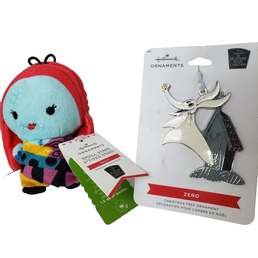 HALLMARK 2022 NIGHTMARE BEFORE CHRISTMAS LOT OF 2 ORNAMENTS: ZERO & SALLY NWTs!!